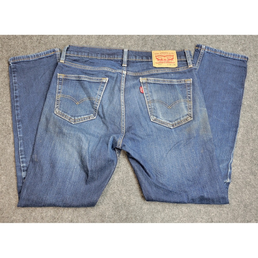 Levis‎ 511 Jeans Mens 33x30 Blue Denim Red Tab Boho Streetwear Grunge Festival